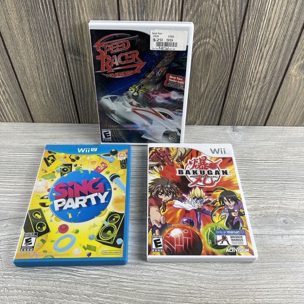 Lot of 3 Nintendo Wii Games : Speed Racer, Sing Party & Bakugan Tested Working